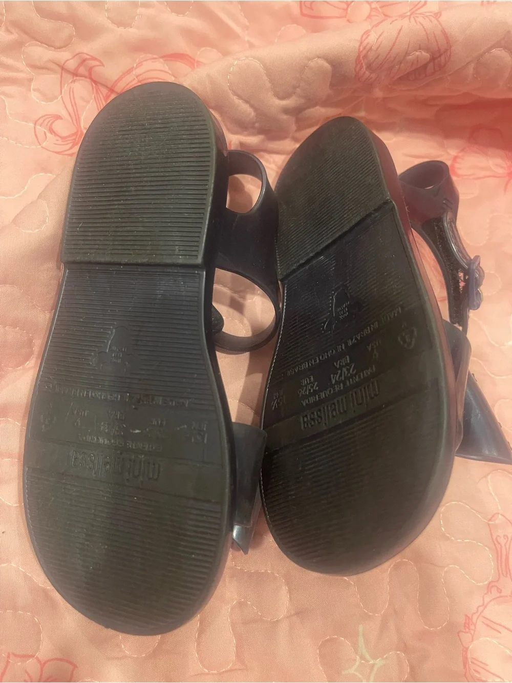 Mini Melissa Navy Jelly Sandals with Silver Star Accent